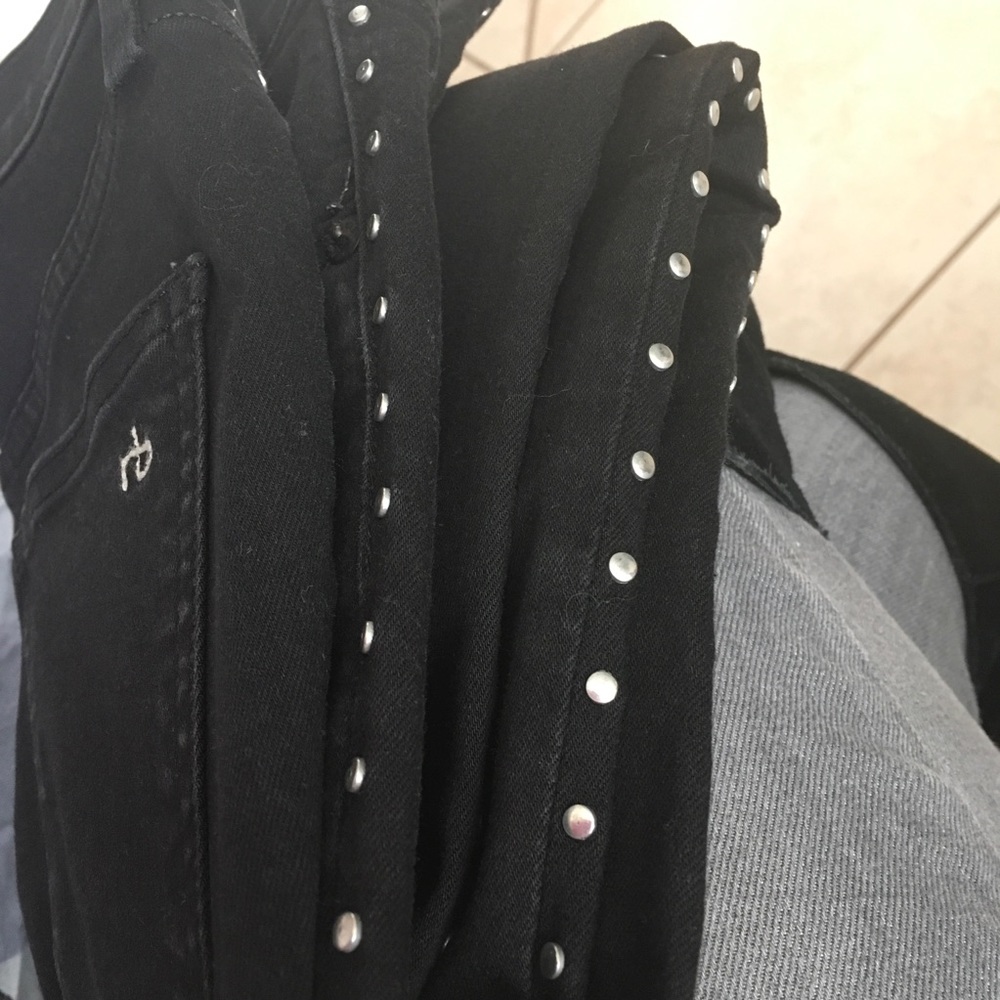 rag & bone Black Skinny Jeans with Side Stud Detailing - Picture 6 of 7